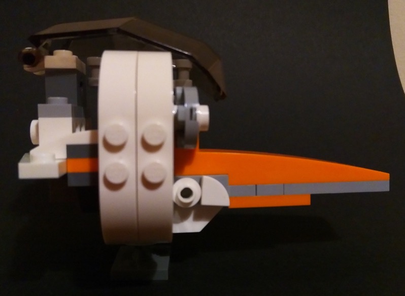 Lego model of the head of an orange-billed stork